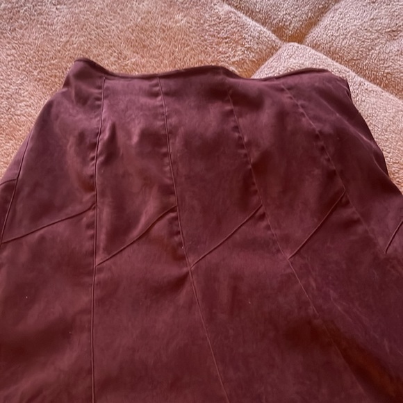 Christopher & Banks Brown Sueded Midi Skirt - Picture 3 of 12